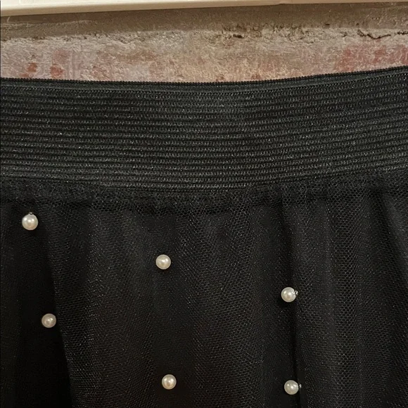 Sheer Black Skirt with Pearl Accents - Picture 4 of 5